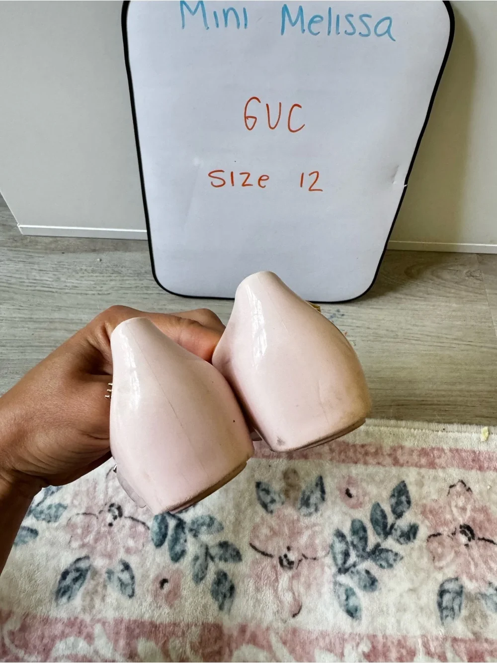 Mini Melissa Blush Pink Jelly Flats with Gold Bow